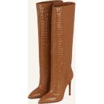 Braune Lack-Optik Paris Texas Spitze High-Heel Stiefel aus Leder für Damen Größe 41 
