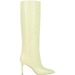 Hellgrüne Animal-Print Paris Texas Pfennigabsatz High-Heel Stiefel aus Leder für Damen Größe 41 