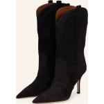 Schwarze Paris Texas Spitze Pfennigabsatz High Heel Stiefeletten & High Heel Boots aus Veloursleder für Damen Größe 40 
