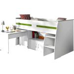 Weiße Moderne Hochbetten mit Schreibtisch mit Stauraum 140x200 