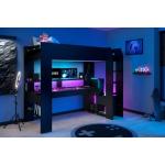 Parisot Hochbett Gaming-Bett, mit USB, LED, Stauraum, Schreibtisch