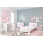 Parisot Jugendzimmer-Set »Biotiful«, (4-St., Bett, Nachttisch, Schubkastenkommode, Schreibtisch), rosa|weiß