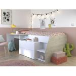 PARISOT Kinderbett mit Schreibtisch & Stauraum GISELE - 90 x 200 cm - Weiß & Eiche - Kauf-unique