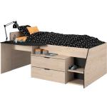 Schwarze Industrial Hochbetten mit Schreibtisch aus Eiche 90x200 