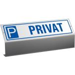 Parkplatzschild Privat - Aluminium weiss 400x100 mm + Bodenhalterung
