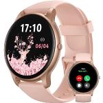Reduzierte Goldene Wasserdichte Runde Smartwatches mit Anruf-Funktion mit Bluetooth mit Roségold-Armband für Damen 