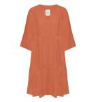 Reduzierte Orange PART TWO V-Ausschnitt Sommerkleider aus Leinen für Damen Größe XXL für den für den Sommer 