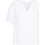 Weiße PART TWO V-Ausschnitt T-Shirts mit Puffärmeln aus Leinen für Damen Größe XXL 