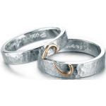 Ringe mit Herz poliert aus Weißgold handgemacht zur Hochzeit 