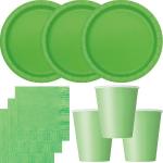 Hellgrüne Runde Kinderpartysets aus Papier Einweg 52-teilig 