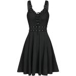 Schwarze Vintage Kurzärmelige Mini Corsagenkleider für Damen Größe L Große Größen für Partys für den für den Sommer 