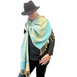 Reduzierte Türkise Elegante Kaschmir-Schals aus Kaschmir für Damen Größe XL für den für den Sommer 