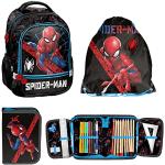 Schwarze Paso Spiderman Schulranzen Sets mit Riemchen mit Reflektoren für Kinder 3-teilig zum Schulanfang 