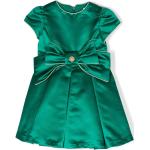Reduzierte Smaragdgrüne Elegante Kurzärmelige Kindersatinkleider mit Reißverschluss aus Satin 