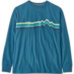 Blaue Gestreifte Langärmelige Patagonia Bio Nachhaltige T-Shirts aus Frottee für Herren Größe L 