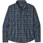 Blaue Langärmelige Patagonia Fjord Flannel Bio Nachhaltige Shirts mit Tasche aus Flanell für Herren Größe S 