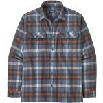 Graue Langärmelige Patagonia Fjord Flannel Bio Nachhaltige Shirts mit Tasche aus Flanell für Herren Größe S 
