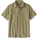 Grüne Tropische Kurzärmelige Patagonia Back Step Bio Nachhaltige Shirts mit Tasche mit Knopf aus Hanffaser für Herren Größe M 