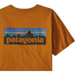Goldene Patagonia Logo Bio Nachhaltige T-Shirts aus Jersey für Herren Größe XL für den für den Sommer 