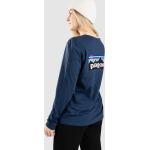 Blaue Streetwear Langärmelige Patagonia Logo Nachhaltige T-Shirts für Damen Größe L 