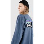 Blaue Streetwear Langärmelige Patagonia Logo Nachhaltige T-Shirts für Herren Größe XL 