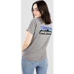 Graue Streetwear Patagonia Logo Nachhaltige T-Shirts für Damen Größe XS 