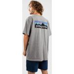 Reduzierte Graue Streetwear Patagonia Logo bluesign Bio Nachhaltige T-Shirts aus Baumwolle für Herren Größe S für den für den Sommer 