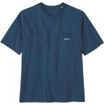 Blaue Streetwear Kurzärmelige Patagonia Bio Nachhaltige Shirts mit Tasche für Herren Größe S 