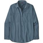 Blaue Langärmelige Patagonia Nachhaltige Button Down Kragen Damenlangarmhemden aus Baumwolle Größe S 