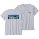 Graue Langärmelige Patagonia Logo Nachhaltige T-Shirts für Damen Größe M 