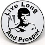 Schwarze Star Trek Live long and prosper Runde Metallbroschen 