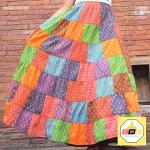 Bunte Batik Boho Maxi Maxiröcke aus Baumwolle für Damen Größe L 