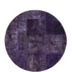 Dunkellilane Runde Patchwork Teppiche 100 cm aus Wolle 