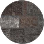 Reduzierte Schwarze Runde Patchwork Teppiche 100 cm aus Wolle 