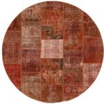Dunkelrote Runde Patchwork Teppiche 200 cm aus Wolle 