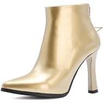 Goldene Lack-Optik Spitze High Heel Stiefeletten & High Heel Boots mit Reißverschluss aus Lackleder für Damen Übergrößen 