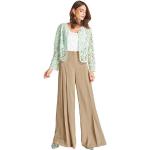 Sandfarbene Unifarbene Patrizia Dini Marlenehosen mit Reißverschluss aus Polyester für Damen Größe XS 