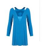 Reduzierte Blaue Bestickte Elegante Langärmelige Patrizia Pepe Mini Minikleider & kurze Kleider mit Cutwork mit Reißverschluss aus Viskose für Damen Größe L 