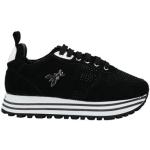 Schwarze Patrizia Pepe Sneaker mit Strass mit Strass mit Schnürsenkel aus Veloursleder für Kinder Größe 31 