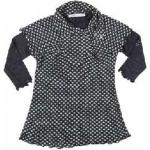 Dunkelblaue Langärmelige Patrizia Pepe Kinderkleider mit Glitzer mit Knopf aus Baumwolle Größe 80 