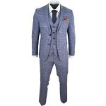 Blaue Vintage Paul Andrew Peaky Blinders Hochzeitsanzüge aus Tweed für Herren Übergrößen 3-teilig 