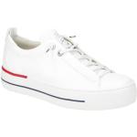 Weiße Paul Green Runde Low Sneaker mit Schnellverschluss in Normalweite aus Kalbsleder mit herausnehmbarem Fußbett für Damen Größe 41,5 