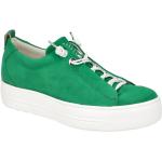 Grüne Paul Green Runde Low Sneaker mit Schnellverschluss in Normalweite aus Nubukleder mit herausnehmbarem Fußbett für Damen Größe 41,5 