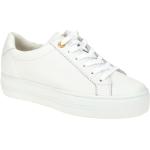 Weiße Paul Green Runde Plateauabsatz Low Sneaker in Normalweite aus Glattleder mit herausnehmbarem Fußbett für Damen Größe 42,5 