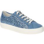 Blaue Paul Green Runde Low Sneaker mit Glitzer in Normalweite aus Glattleder mit herausnehmbarem Fußbett für Damen Größe 42 