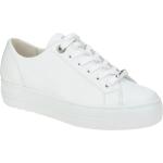 Weiße Paul Green Runde Plateauabsatz Low Sneaker mit Strass in Normalweite aus Glattleder mit herausnehmbarem Fußbett für Damen Größe 41,5 
