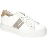 Weiße Paul Green Runde Low Sneaker mit Glitzer in Normalweite aus Glattleder mit herausnehmbarem Fußbett für Damen Größe 41,5 