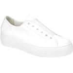 Weiße Paul Green Runde Plateauabsatz Low Sneaker in Normalweite aus Glattleder mit herausnehmbarem Fußbett für Damen Größe 43 