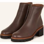 Reduzierte Braune Paul Green Runde Blockabsatz Ankle Boots & Klassische Stiefeletten mit Reißverschluss aus Leder für Damen Größe 38,5 