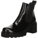 Schwarze Lack-Optik Casual Paul Green Runde Blockabsatz Chelsea-Boots in Normalweite aus Leder für Damen mit Absatzhöhe 5cm bis 7cm 